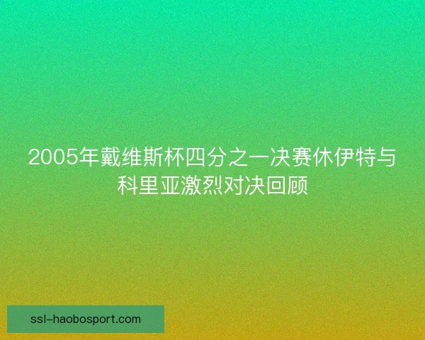 2005年戴维斯杯四分之一决赛休伊特与科里亚激烈对决回顾